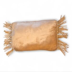 Luxurious Gold Accent Pillow with Fringe